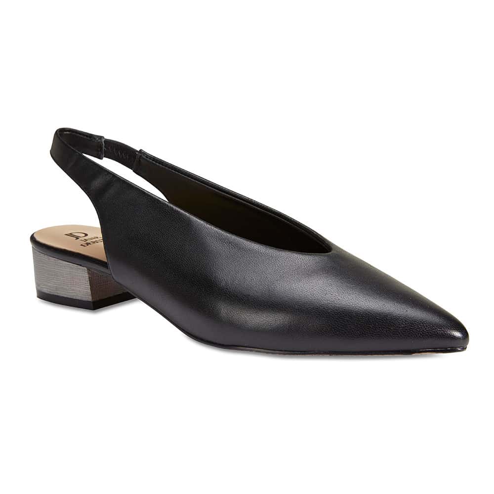 Retro Heel in Black Leather