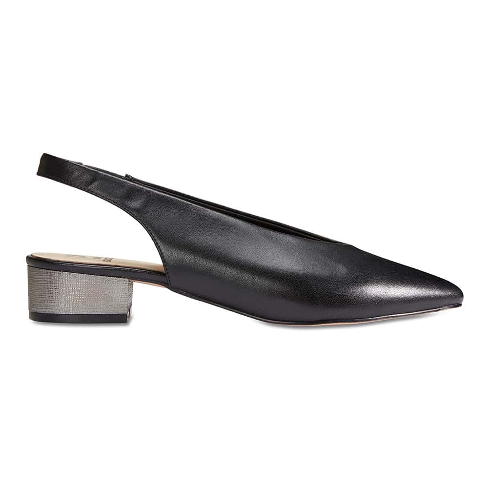 Retro Heel in Black Leather