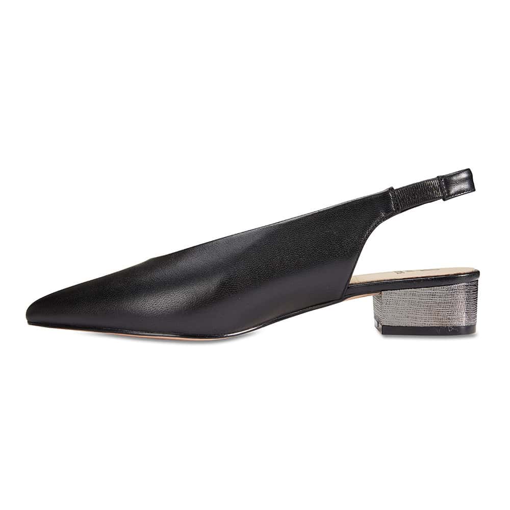 Retro Heel in Black Leather
