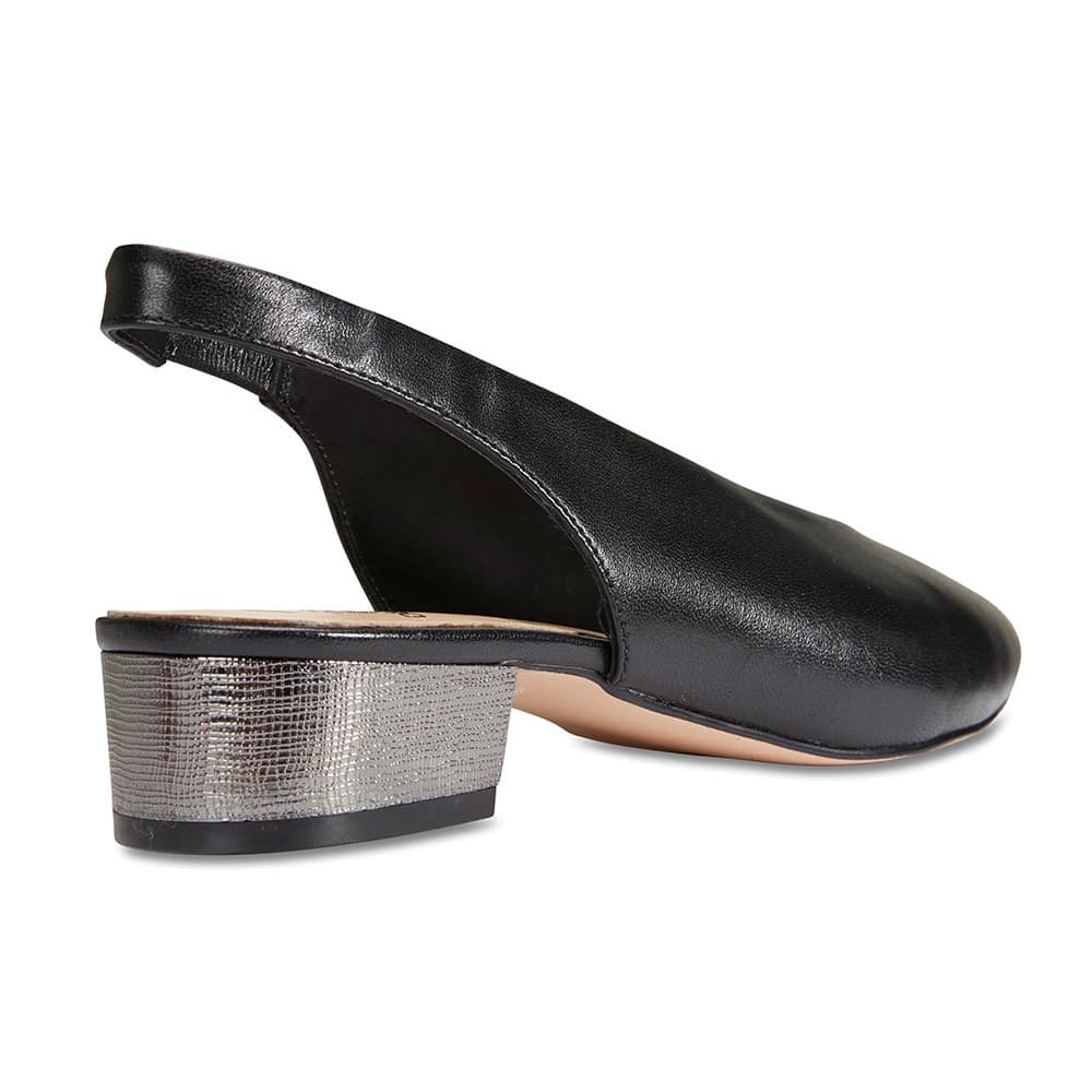Retro Heel in Black Leather