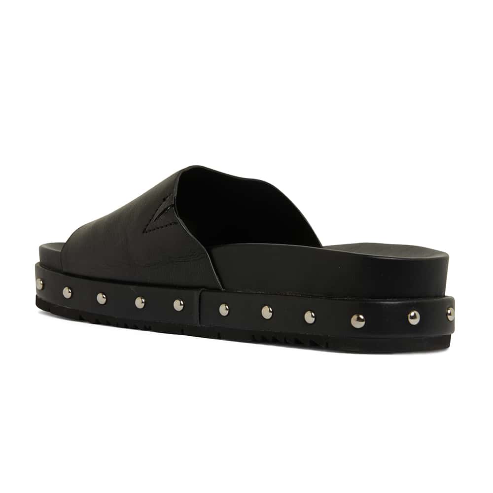 Saddle Slide in Black Leather