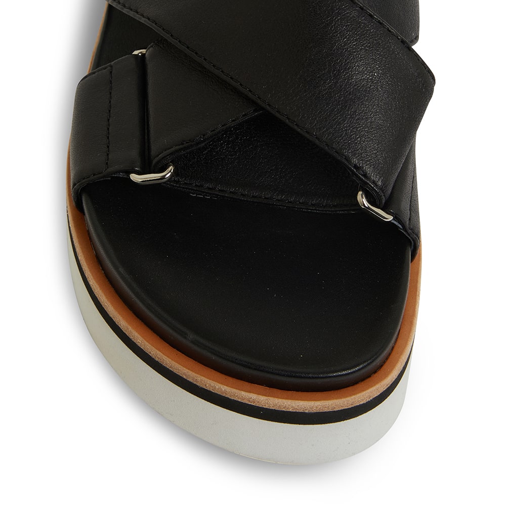 Sangria Sandal in Black Leather