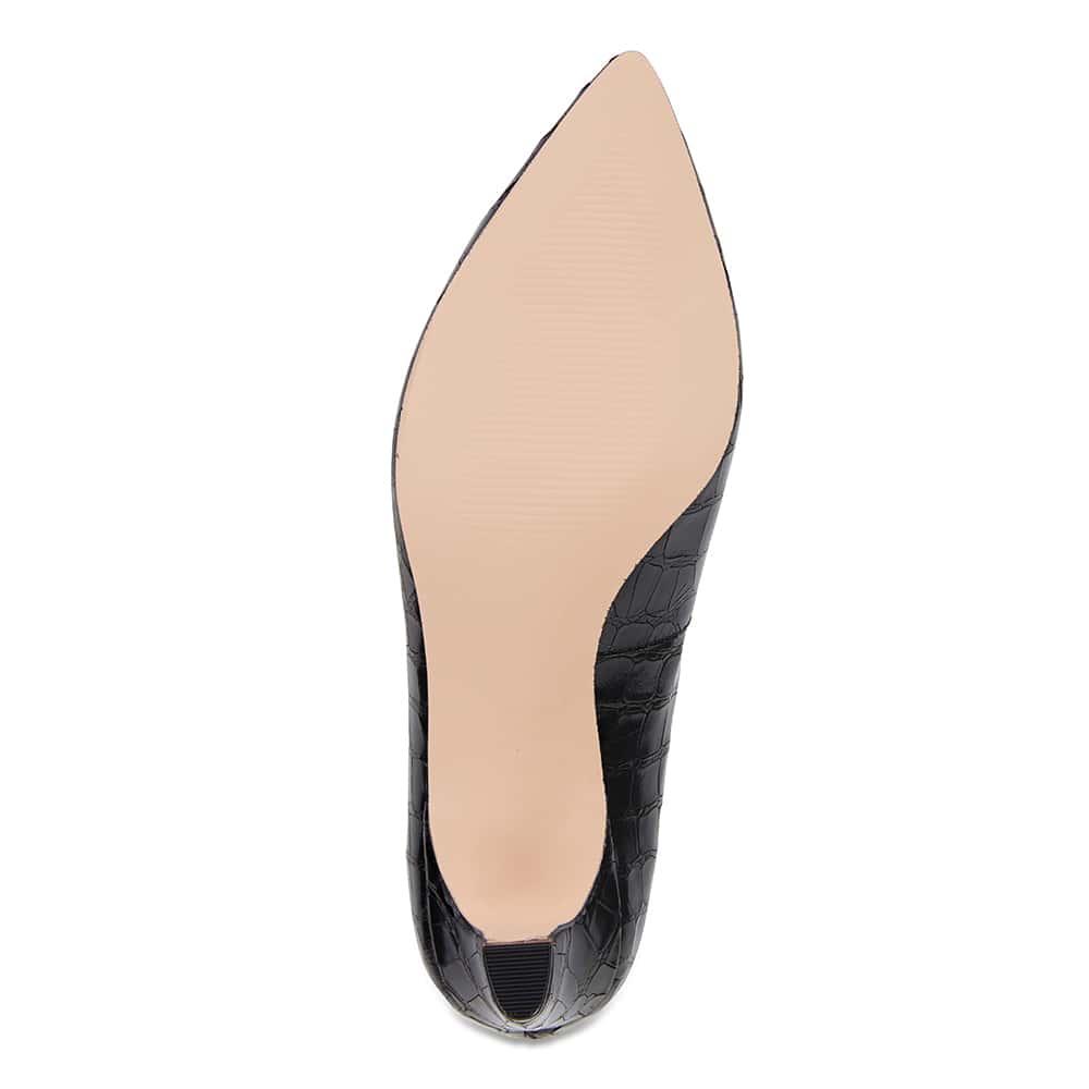 Seduce Heel in Black Croc Leather