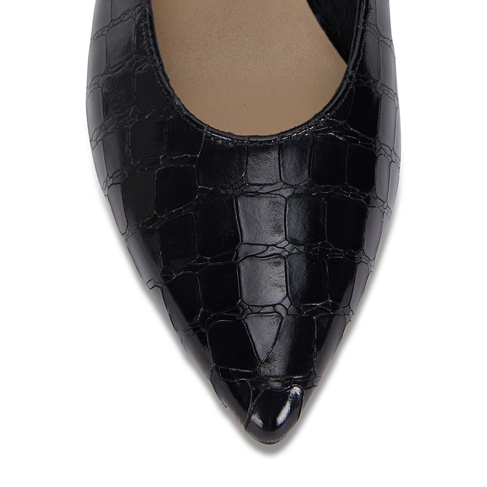 Seduce Heel in Black Croc Leather