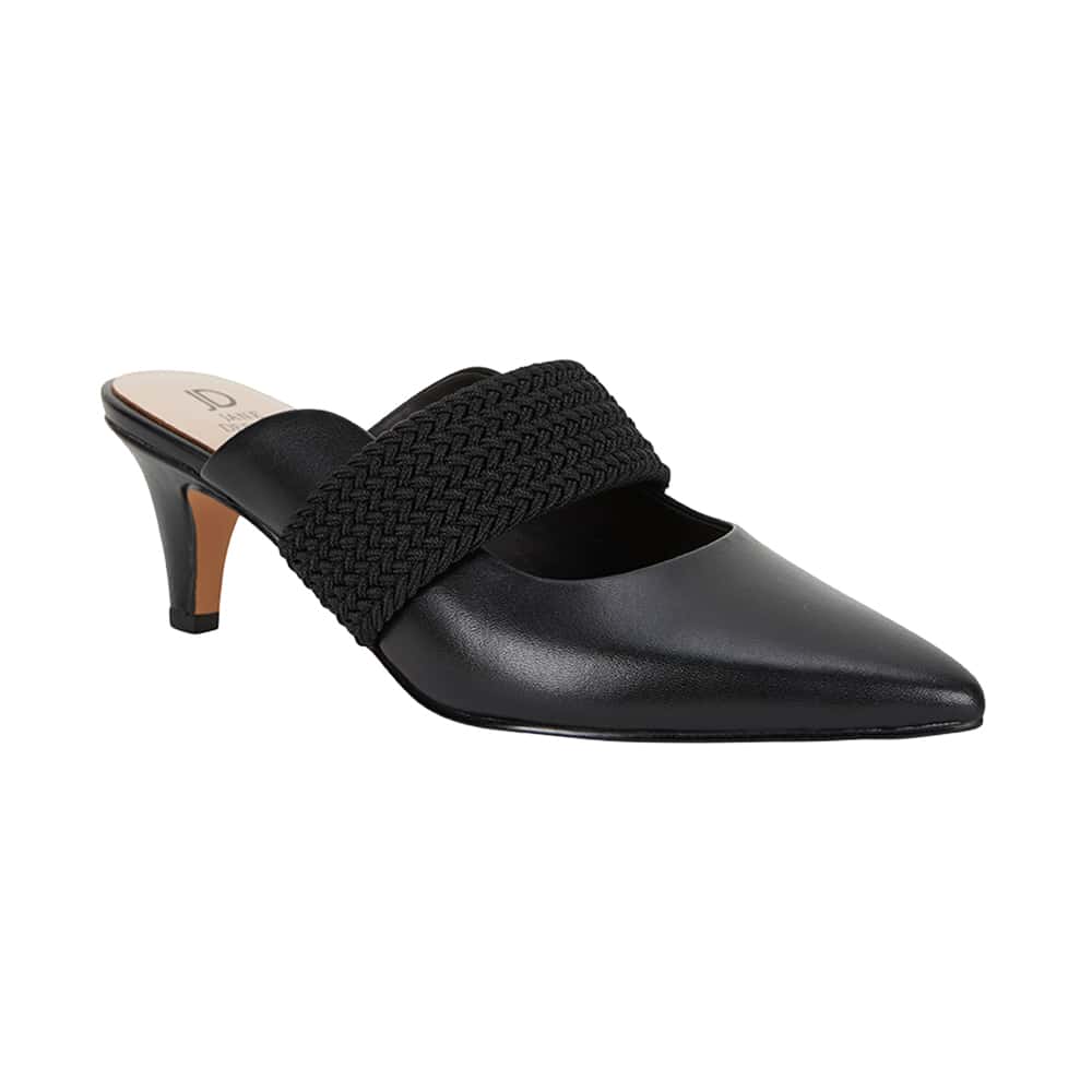 Symbol Heel in Black Leather