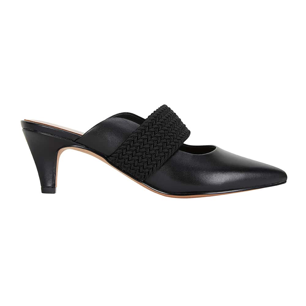 Symbol Heel in Black Leather