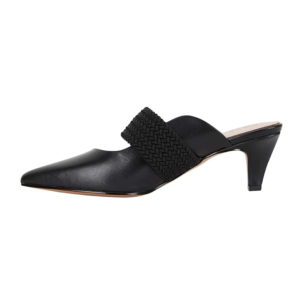Symbol Heel in Black Leather