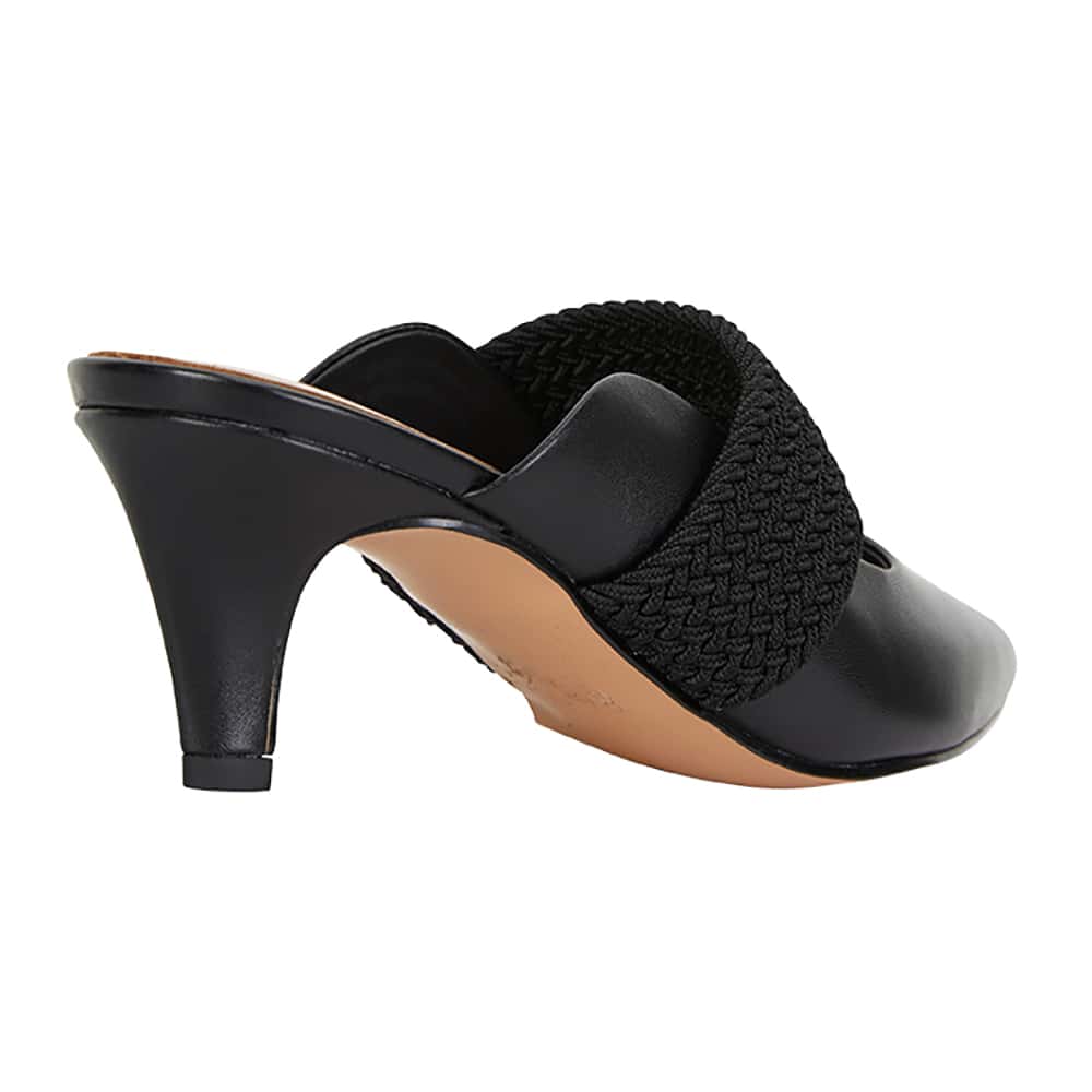 Symbol Heel in Black Leather