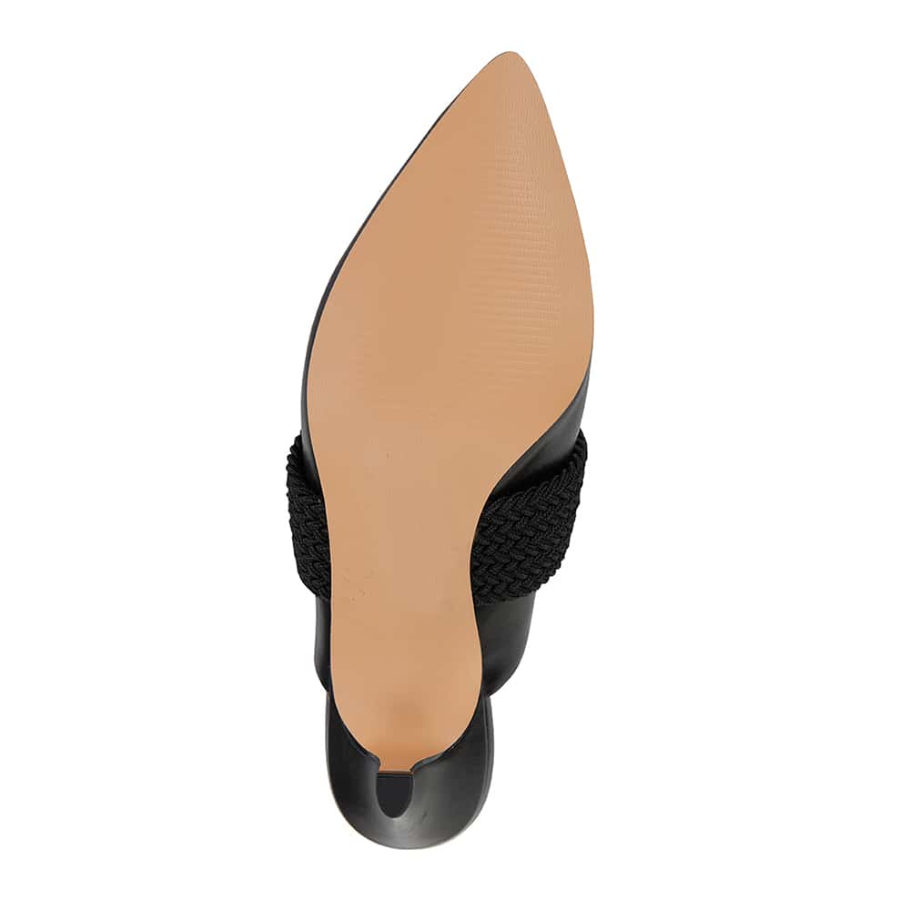 Symbol Heel in Black Leather