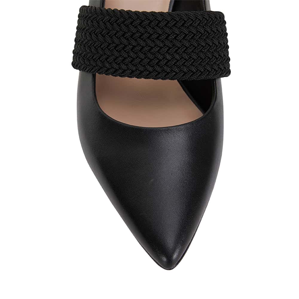 Symbol Heel in Black Leather