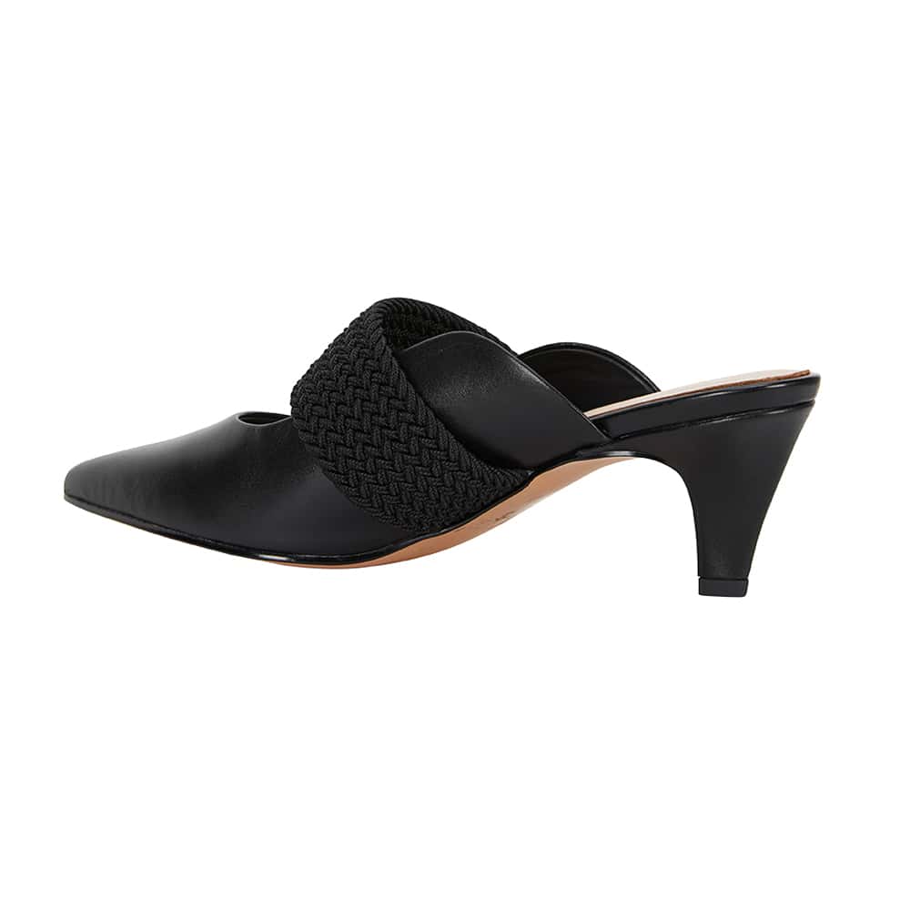 Symbol Heel in Black Leather