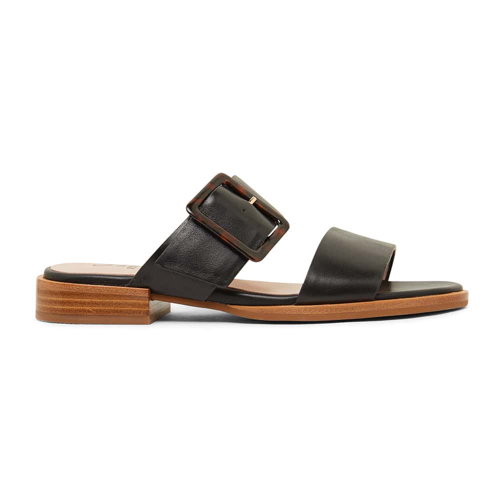 Tanya Slide in Black Leather