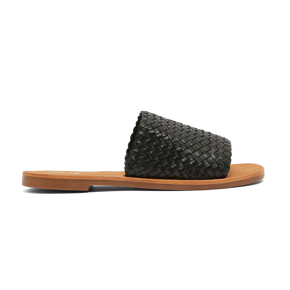 Tatum Slide in Black Leather