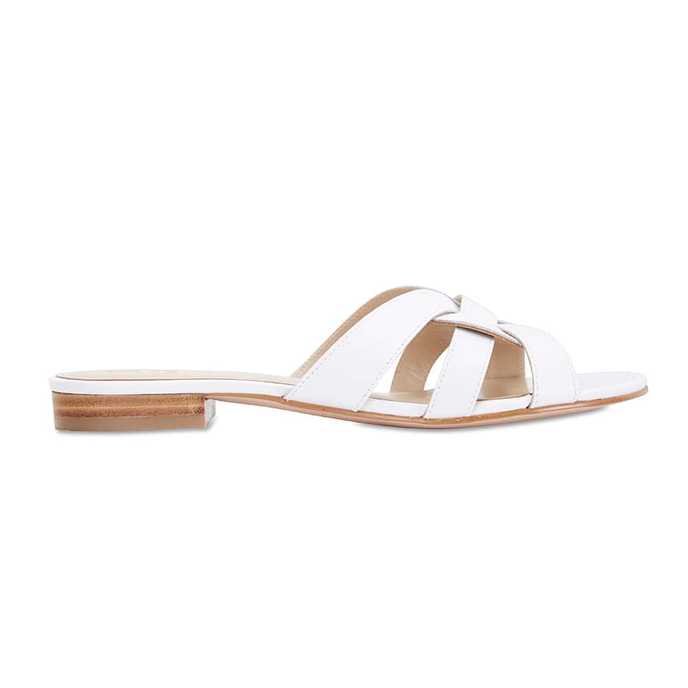 Tegan Slide in White Leather