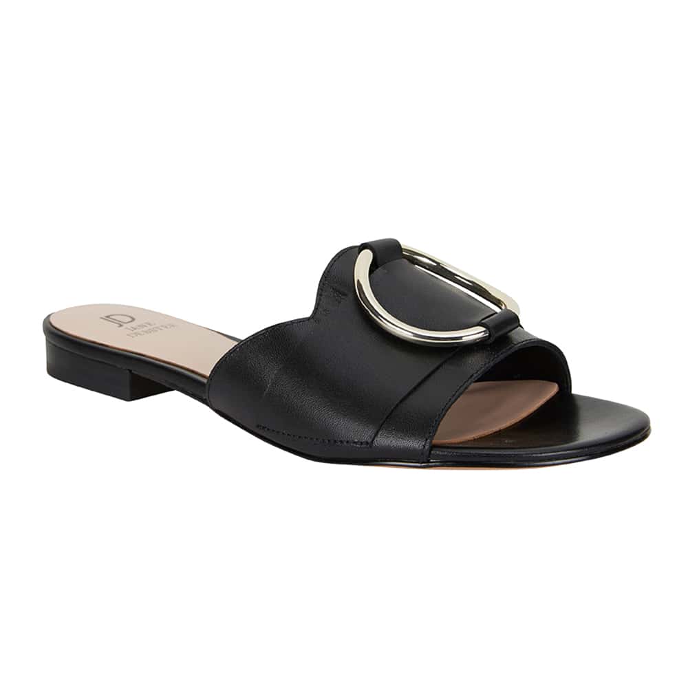 Trinity Slide in Black Leather