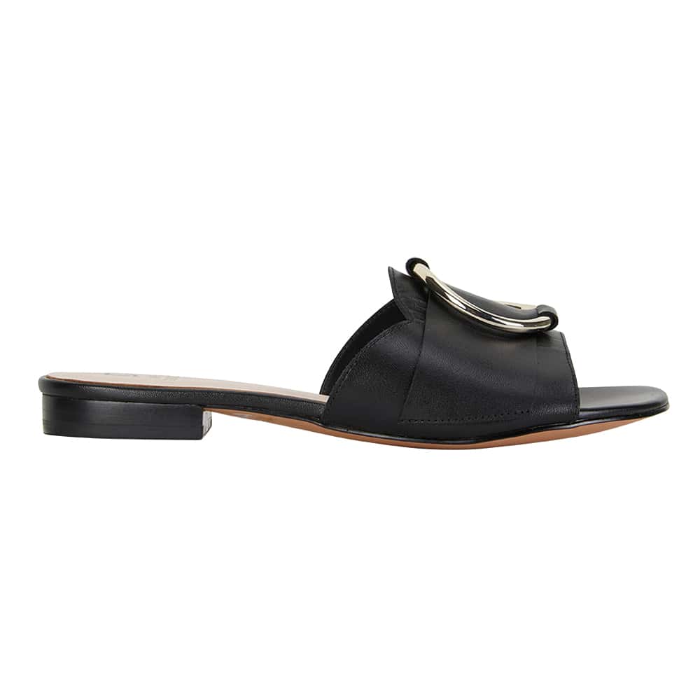 Trinity Slide in Black Leather