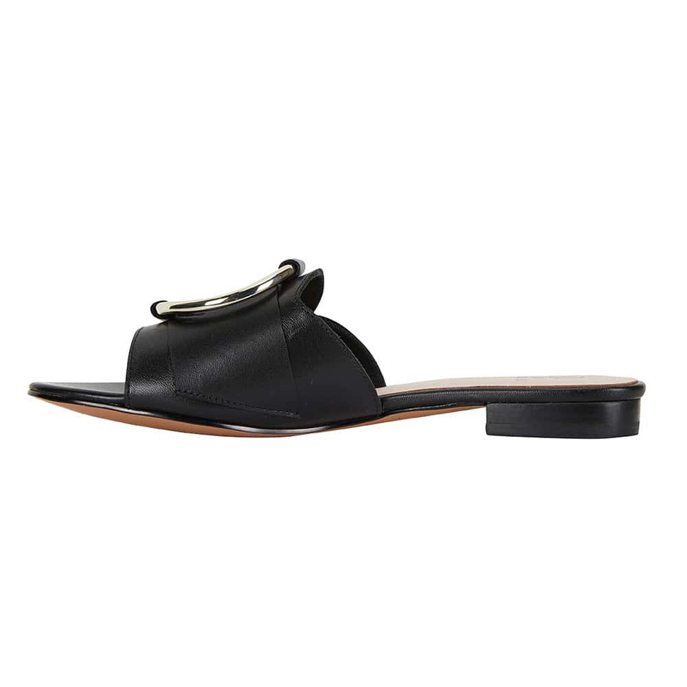 Trinity Slide in Black Leather