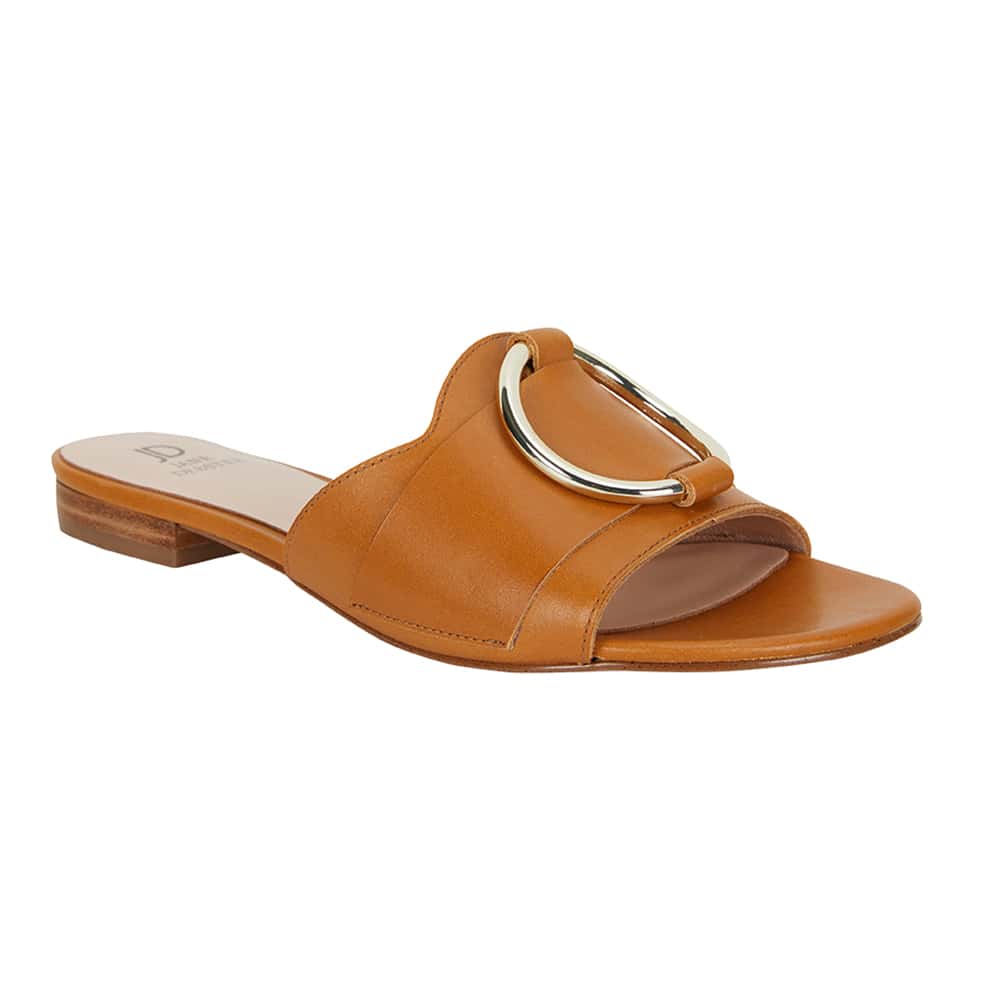 Trinity Slide in Light Tan Leather