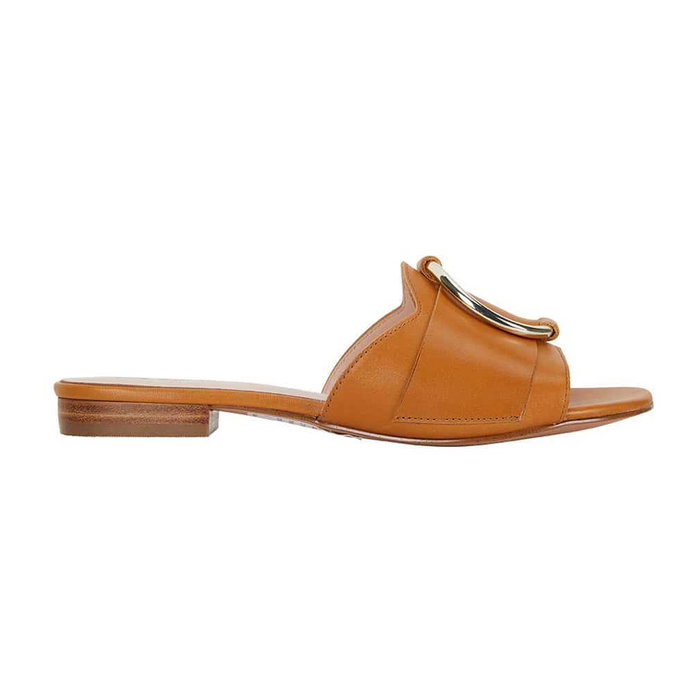 Trinity Slide in Light Tan Leather