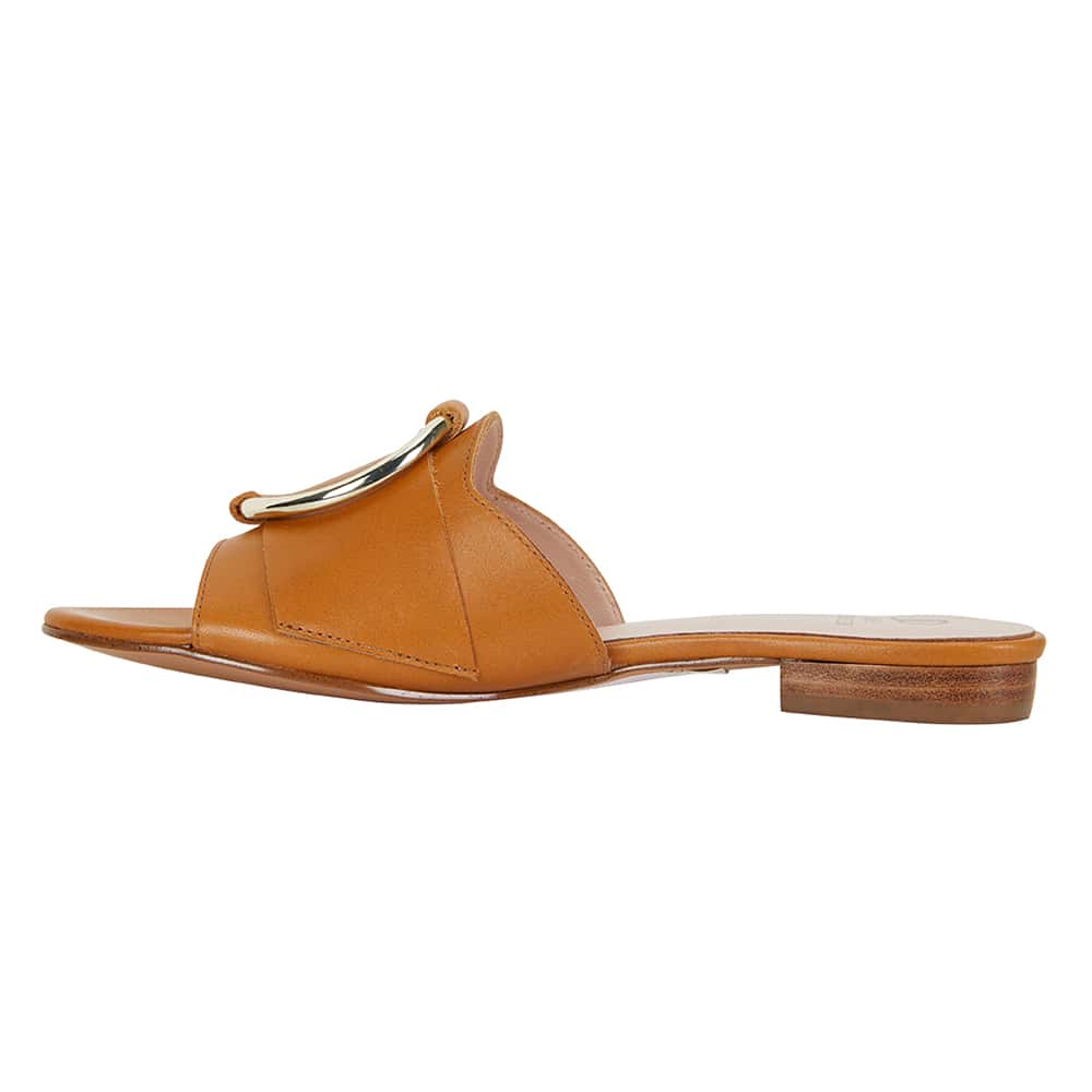 Trinity Slide in Light Tan Leather