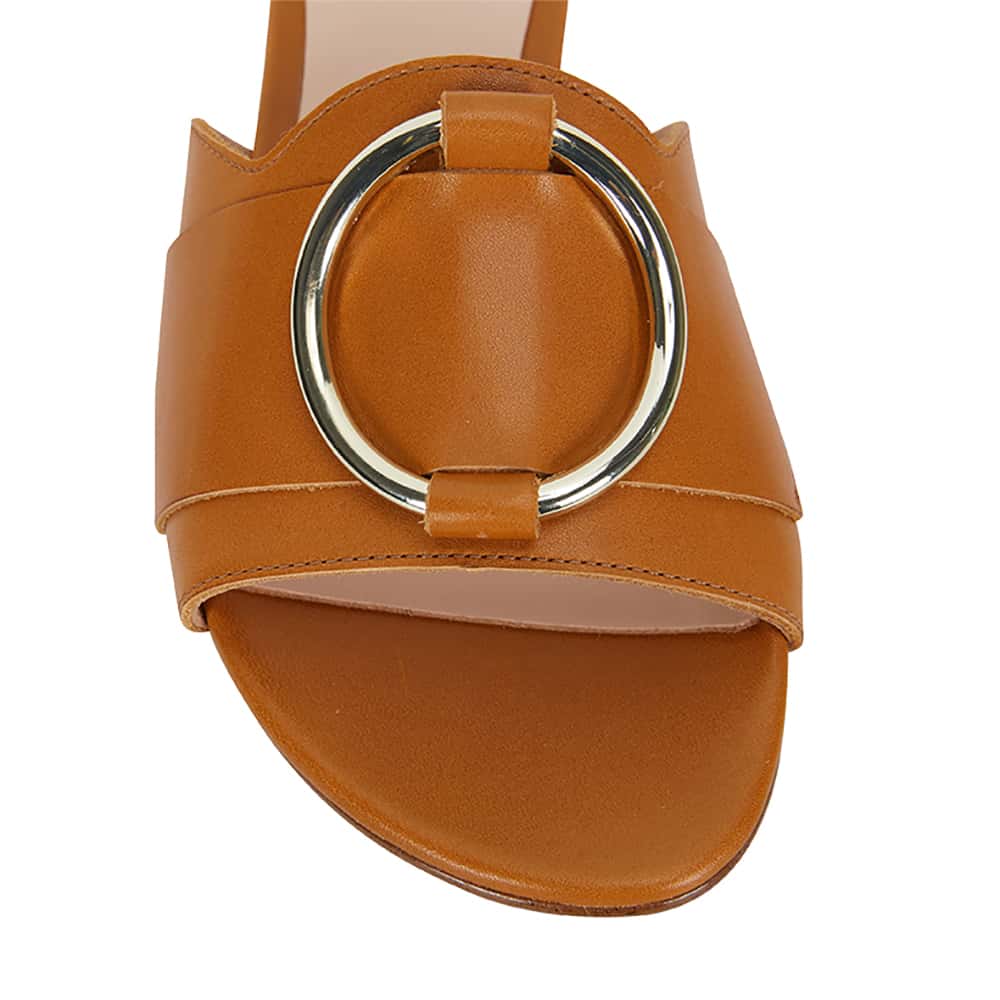 Trinity Slide in Light Tan Leather