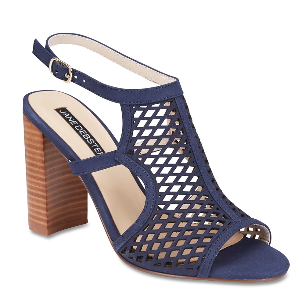 Varsity Heel in Navy Leather
