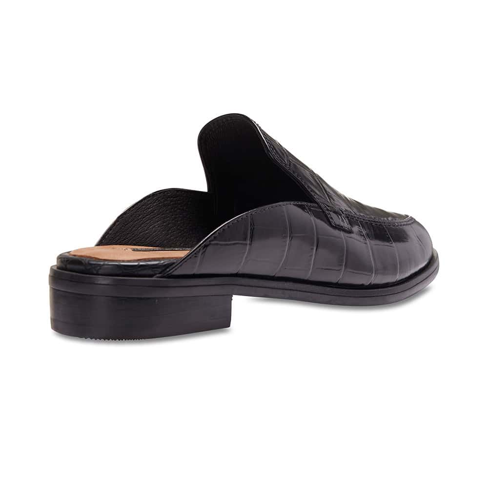 West Flat in Black Croc Leather