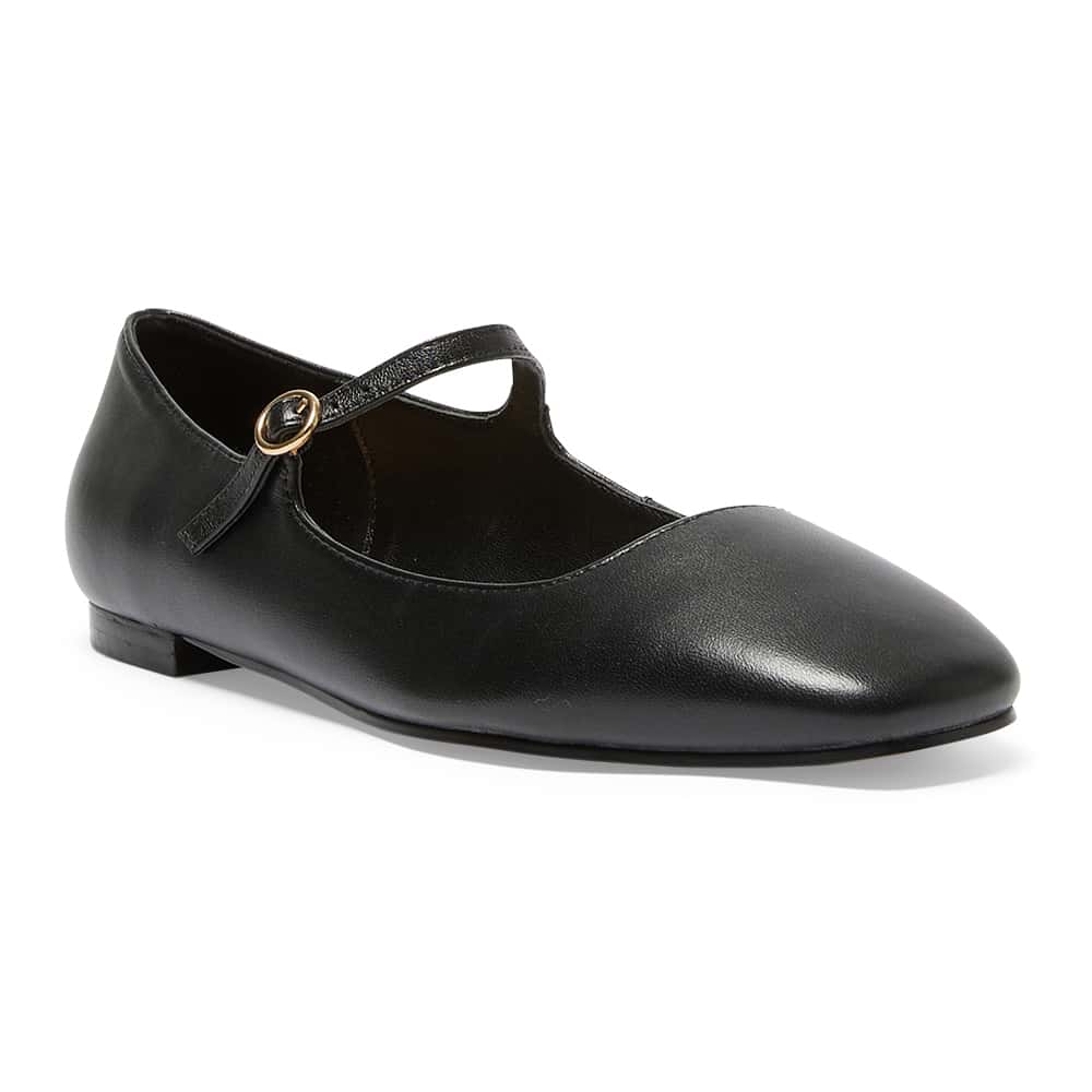 Tottie Flat in Black Leather