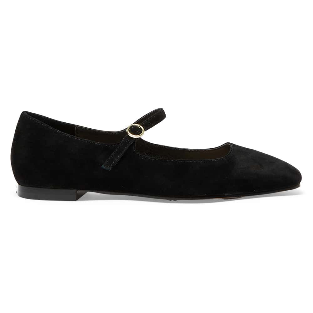 Tottie Flat in Black Suede