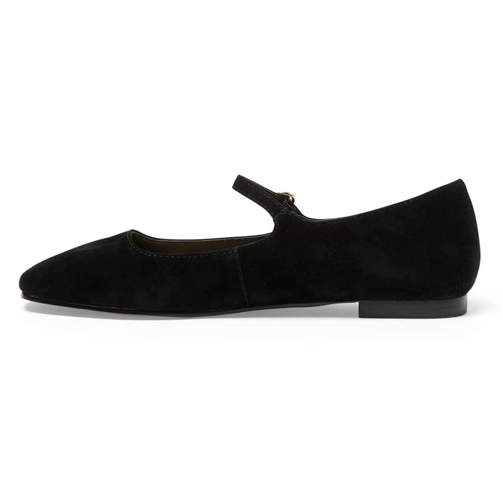 Tottie Flat in Black Suede