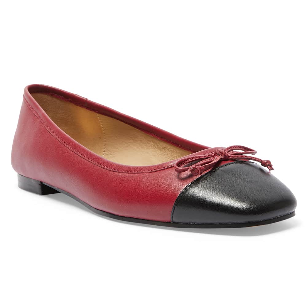 Trella Flat in Black And Red Leather