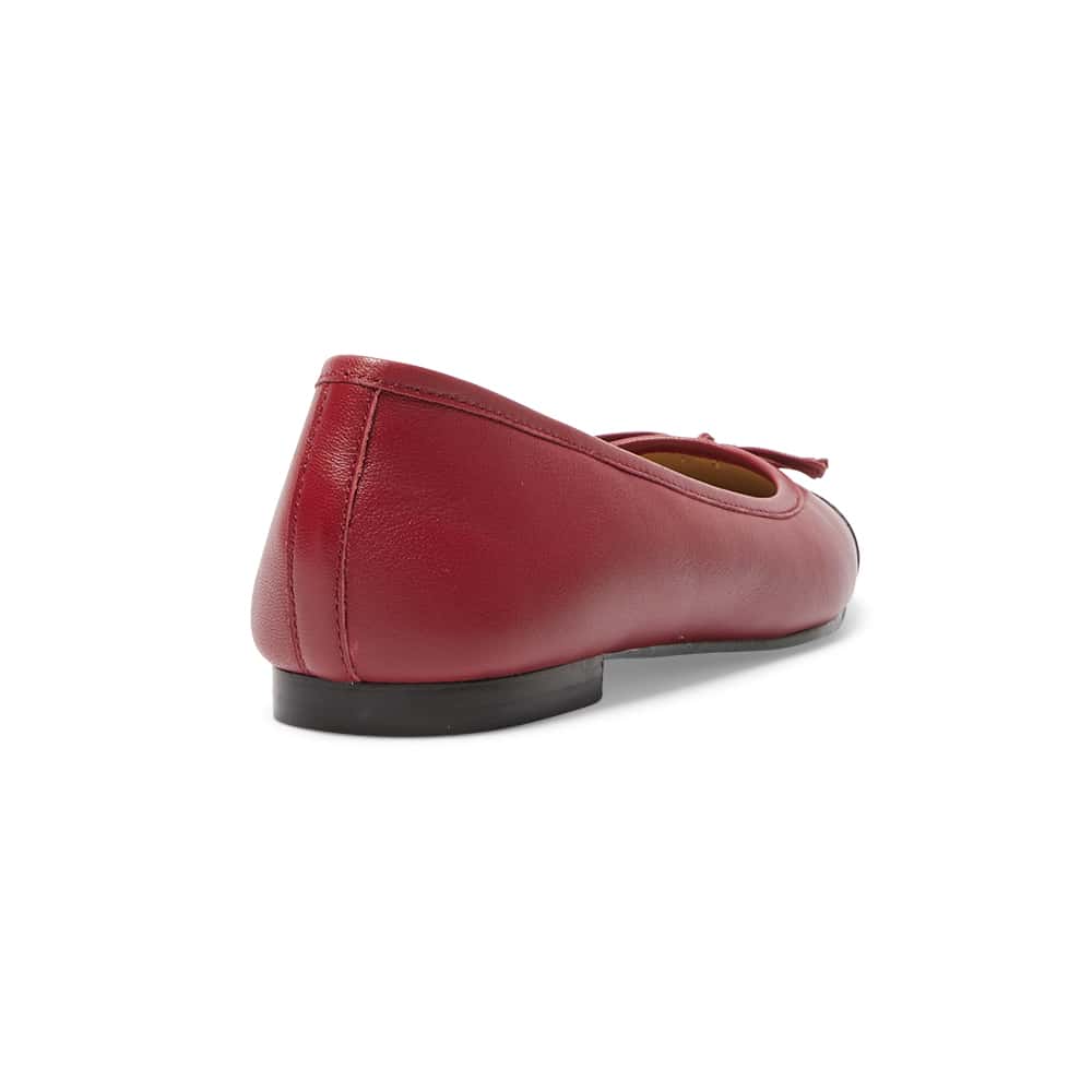 Trella Flat in Black And Red Leather