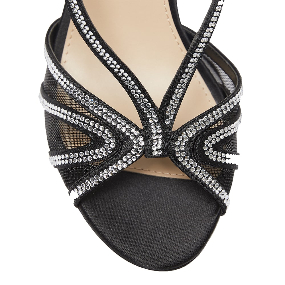 Barbara Heel in Black Satin