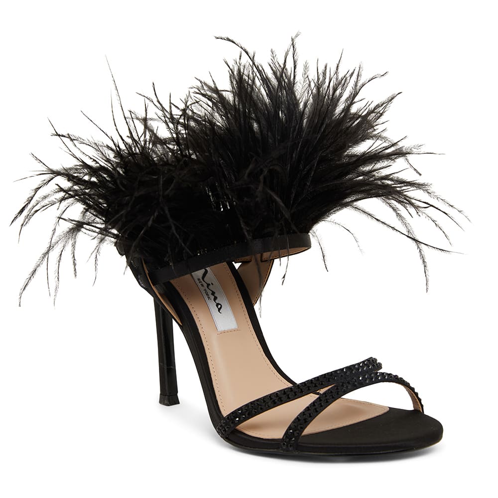 Dalva Heel in Black Satin | Nina | Shoe HQ