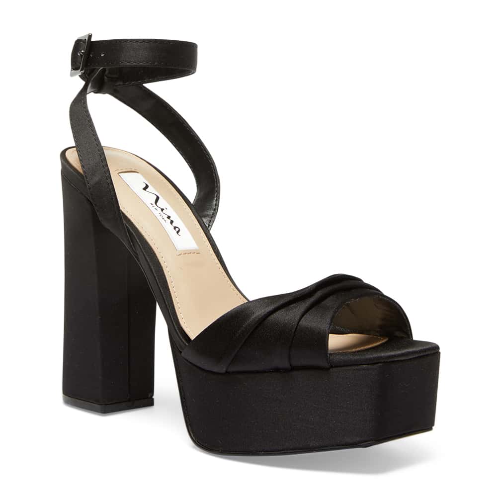 Dorcas Heel in Black Satin