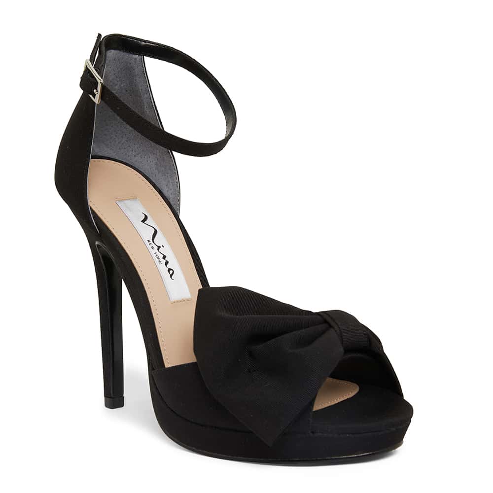 Flosie Heel in Black Satin