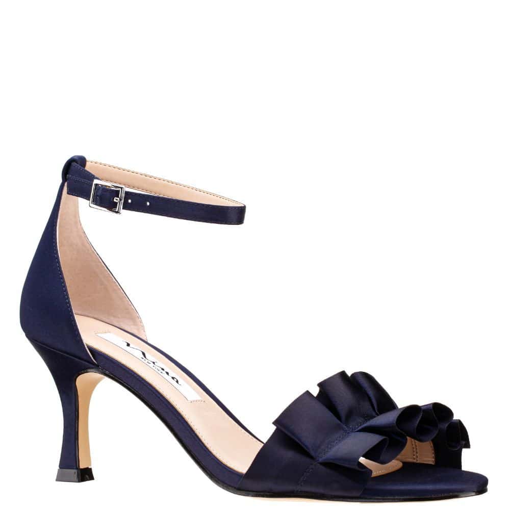 Lisa Heel in Navy Satin