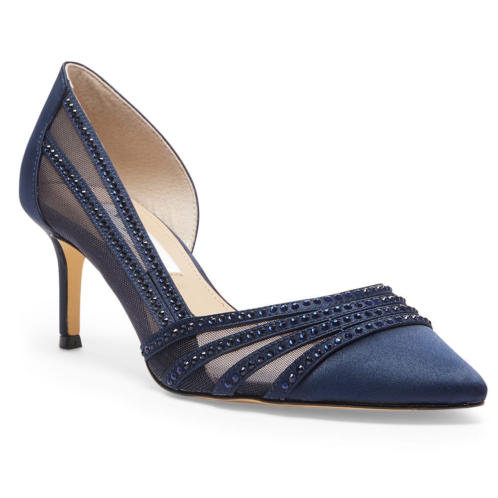 Noreen Heel in Navy Satin