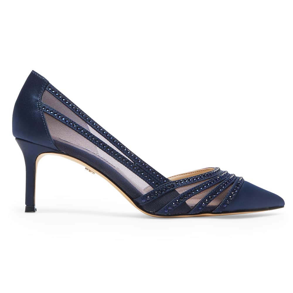 Noreen Heel in Navy Satin