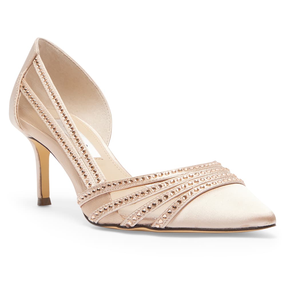 Noreen Heel in Pearl Rose Crystal Satin