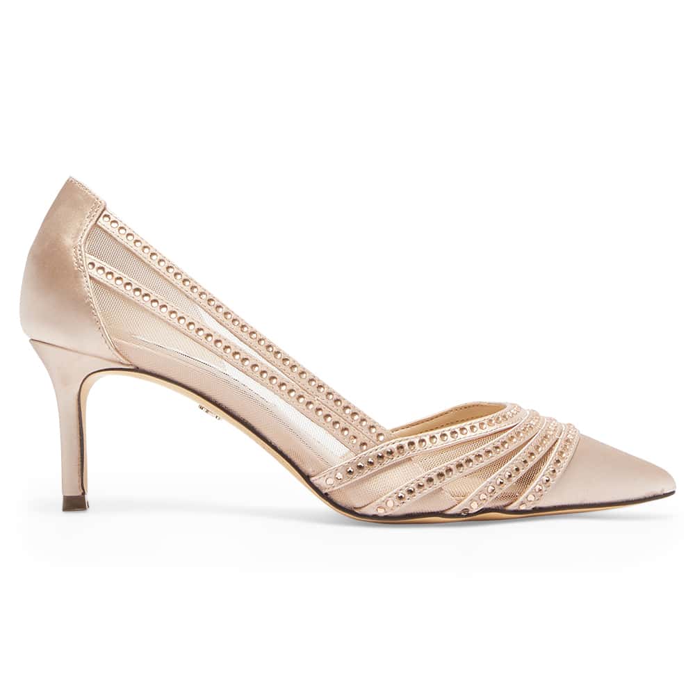 Noreen Heel in Pearl Rose Crystal Satin