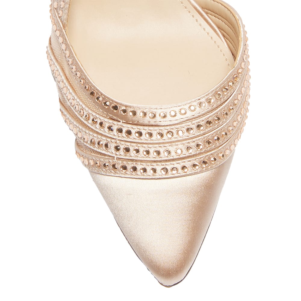 Noreen Heel in Pearl Rose Crystal Satin