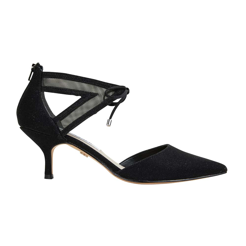 Talley Heel in Black Fabric