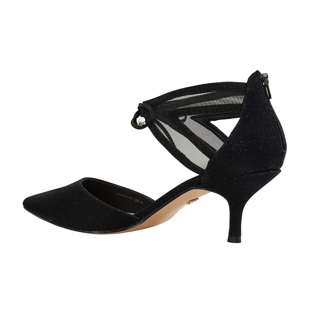 Talley Heel in Black Fabric