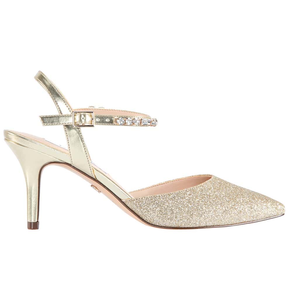 Tonya Heel in Platino Glitter Fabric