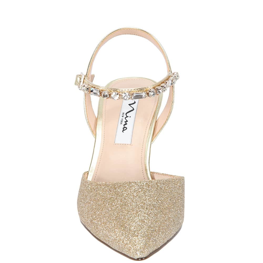 Tonya Heel in Platino Glitter Fabric