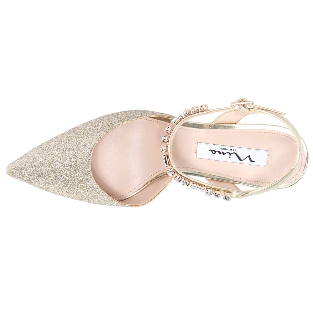 Tonya Heel in Platino Glitter Fabric
