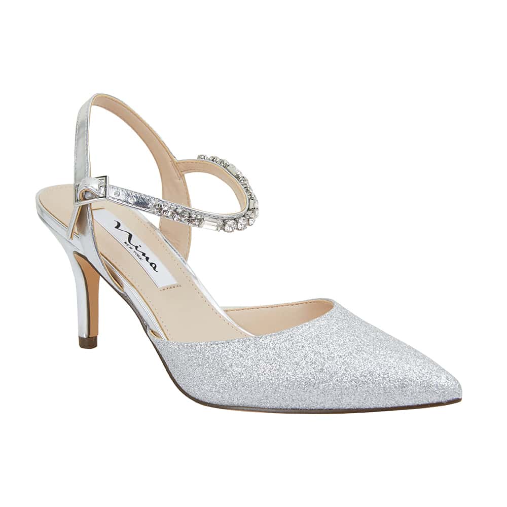 Tonya Heel in Silver Glitter | Alan Pinkus | Shoe HQ