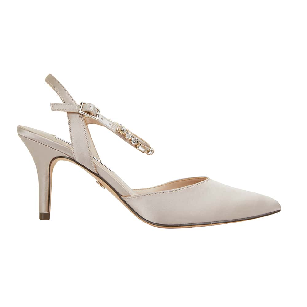 Tonya Heel in Taupe Fabric