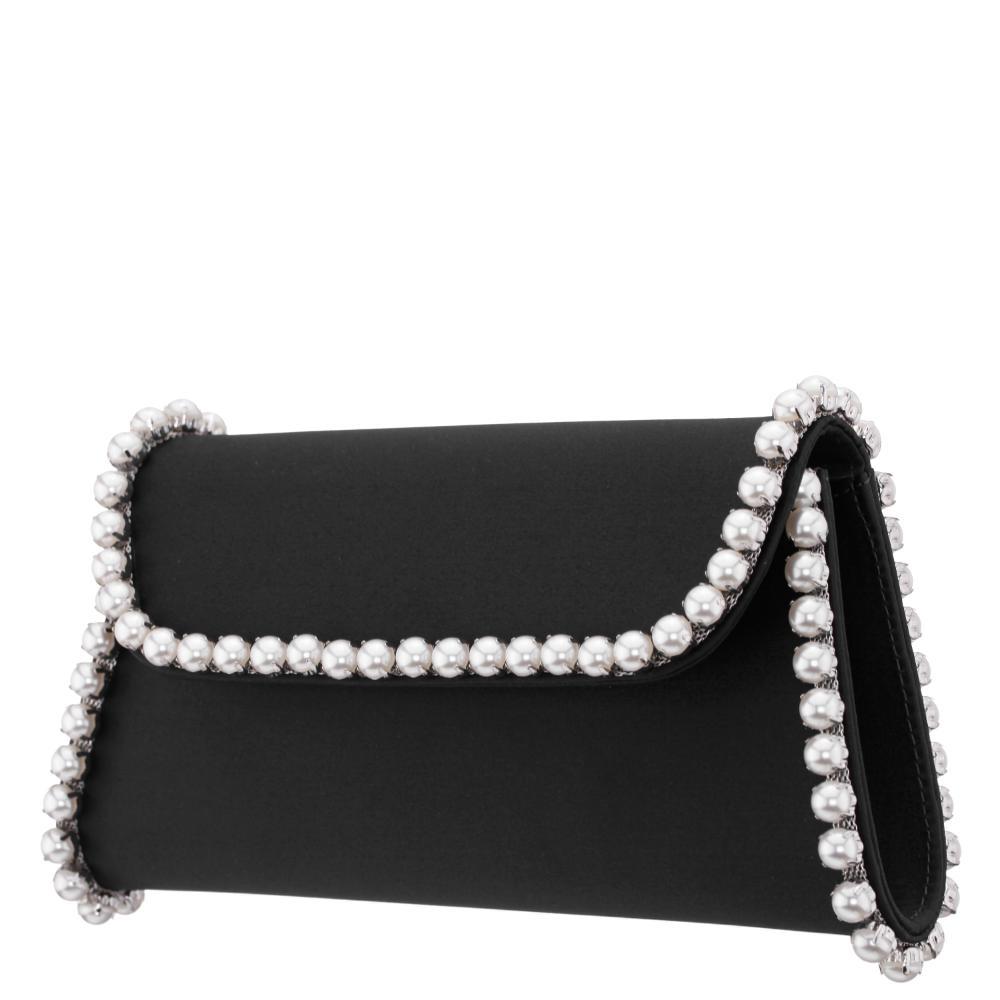 Trysta Handbag in Black Pearl Satin
